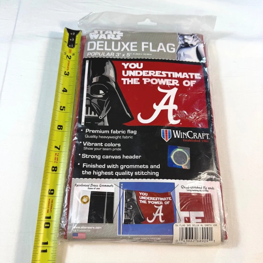New Darth Vader‎ Star Wars Flag 3x5 Red Underestimate NCAA Alabama Wincraft NWT